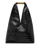 MM6 MAISON MARGIELA Borsa Japanese Medium in Pelle Stampa Coccodrillo Nera