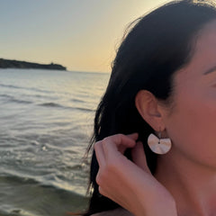 Frolla | Handcrafted white ceramic dangle earrings