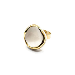 Leda | Handcrafted white ceramic ring with gold luster