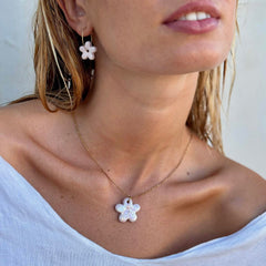 Mimì | Handcrafted pink floral ceramic dangle earrings