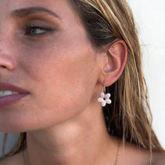 Mimì | Handcrafted pink floral ceramic dangle earrings