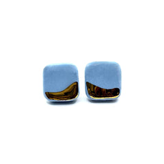 Nilo | Handcrafted light blue and gold ceramic earrings