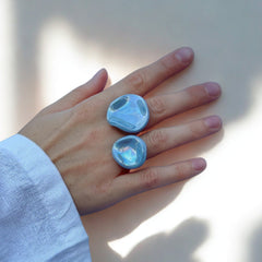 Perla | Handcrafted pearl light blue ceramic ring
