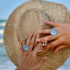 Perla | Handcrafted pearl light blue ceramic ring
