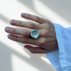 Perla | Handcrafted pearl-sage green ceramic ring