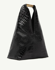 MM6 MAISON MARGIELA Borsa Japanese Medium in Pelle Stampa Coccodrillo Nera