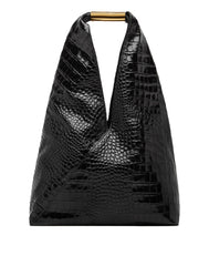 MM6 MAISON MARGIELA Borsa Japanese Medium in Pelle Stampa Coccodrillo Nera