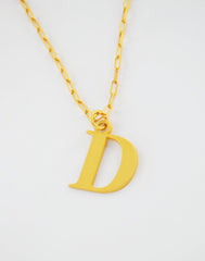 DOUUOD Collana Lunga in Oro Satinato con Lettera D