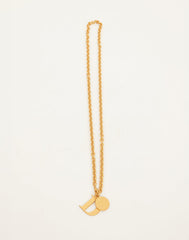 DOUUOD Collana Lunga con Catena Rock e Lettera D in Oro Satinato