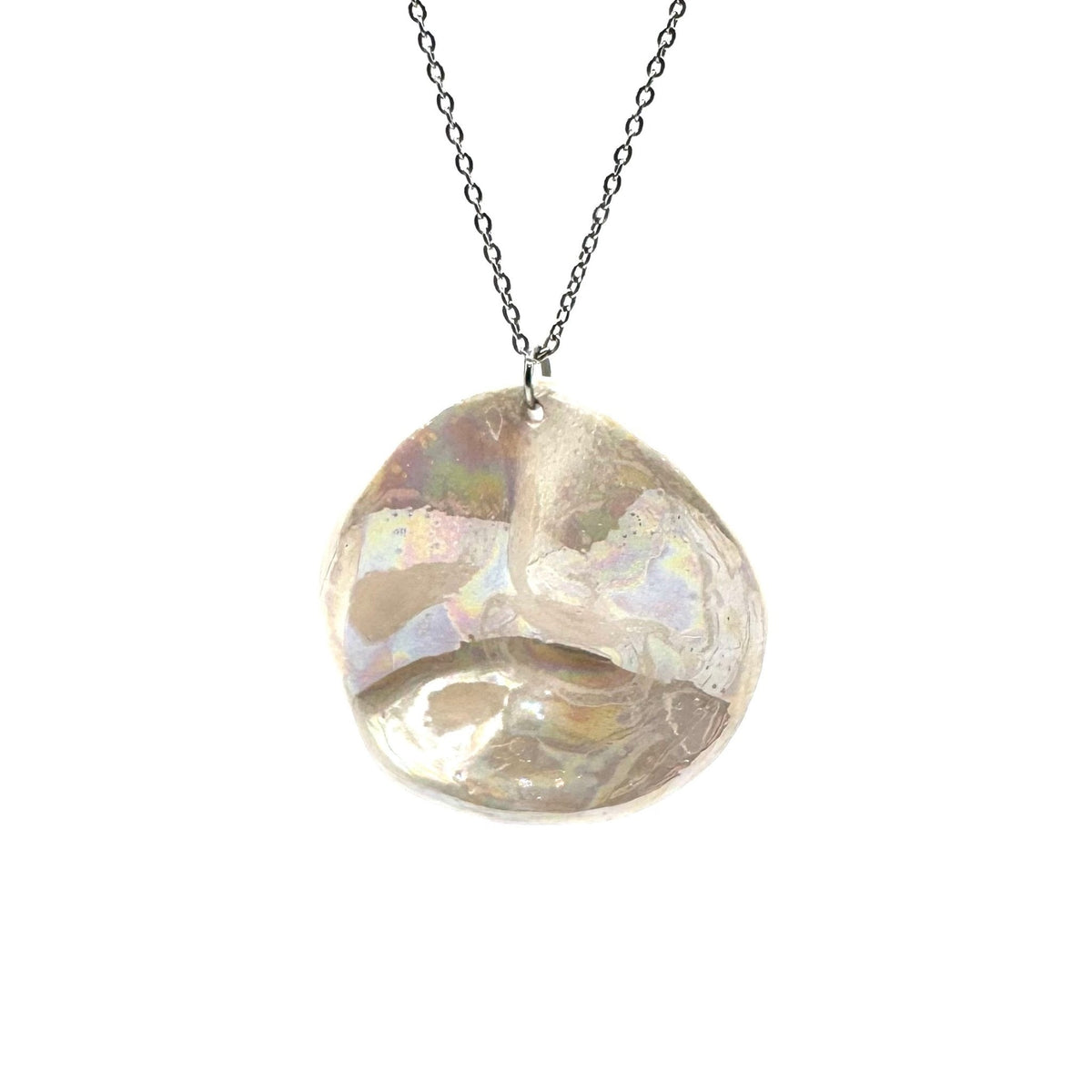 Perla | Handcrafted pearl-white ceramic necklace (large)
